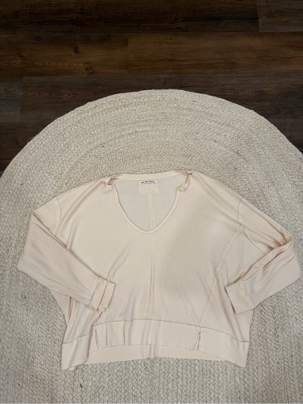 We The Free Cream Ribbed Knit Top